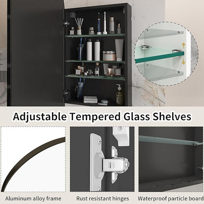 Arched Medicine Cabinet with Mirror, Vanity Mirror with Storage, Wall Mounted - Image 3