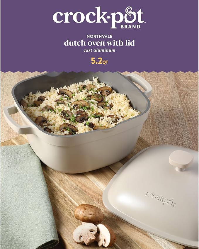 Crock-Pot Northvale Cast Aluminum Lightweight Durable 5.2 Quart Heavy Duty - Image 2