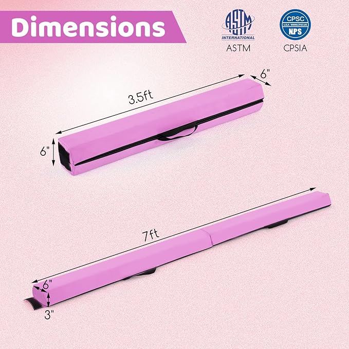 Giantex 7FT/8FT/9FT Balance Beam, Folding Gymnastics Beam w/Carry Handles - Image 7