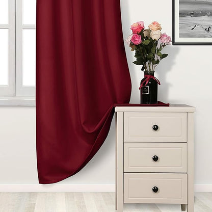 DWCN Christmas Curtains 63 Inch Length, Burgundy Red Blackout Curtains - Image 3