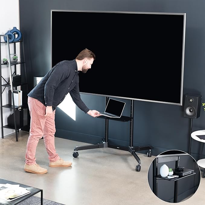 VIVO Mobile TV Cart for 55 to 100 inch Screens up to 165 lbs, LCD LED OLED 4K - Image 6