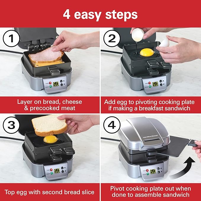 Hamilton Beach Sandwich Stacker Customizable Hot Sandwich Maker, 24 Sq. In. - Image 4