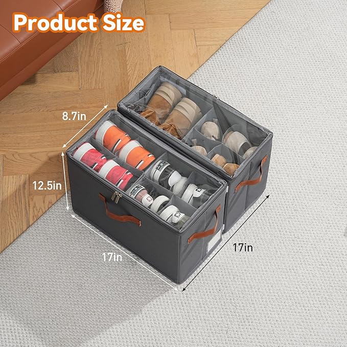 4 Pack Shoe Organizer for Closet, Foldable Shoe Storage Organizer - Image 2