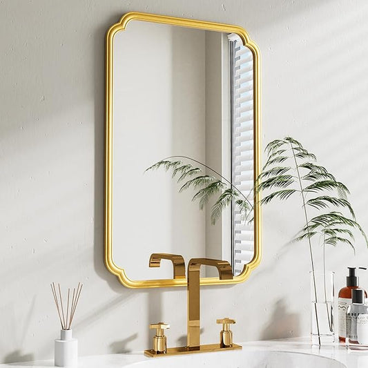 22x34 Inch Gold Bathroom Mirror, Metal Framed Wall Mirror by FerytangeHome