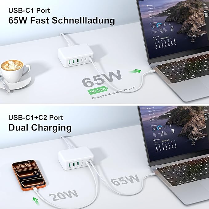 USB C Fast Charger, 150W 6 Port Desktop PD GaN Fast Charger Charging Station - Image 5