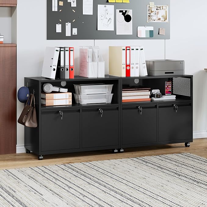 MIIIKO File Cabinet with Storage 2 Drawers, Rolling File Cabinet - Image 2