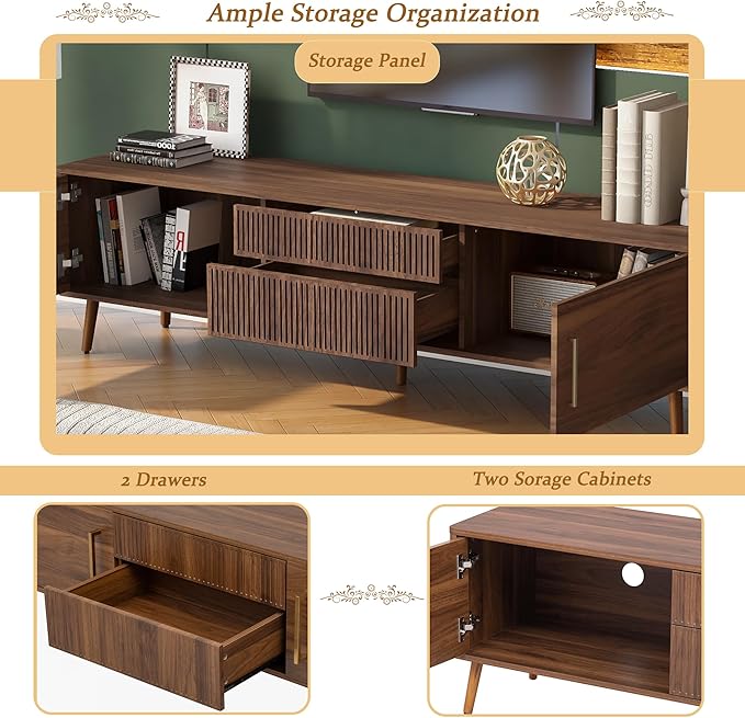 Merax Mid Century 70" TV Stand, Modern Entertainment Center - Image 6