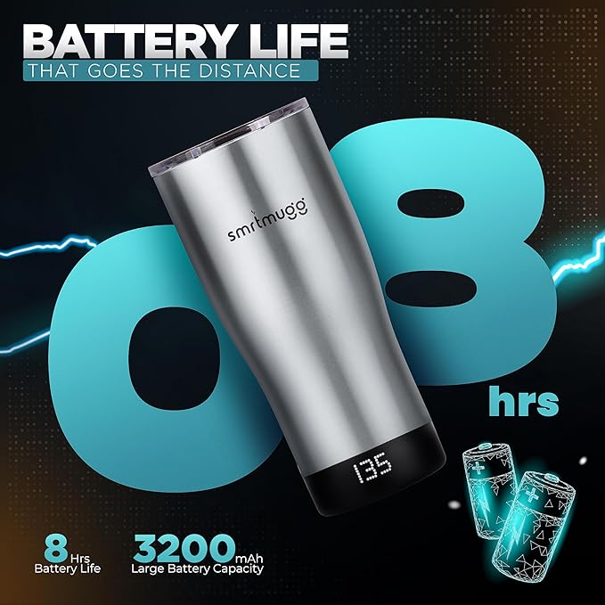 X Heated Coffee Mug 19 oz., 8 Hour Battery Life, Self-Heating, Adjustable Temp - Image 5