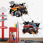 decalmile 2 Racing Cars Trucks Break Through Wall Decals Stickers