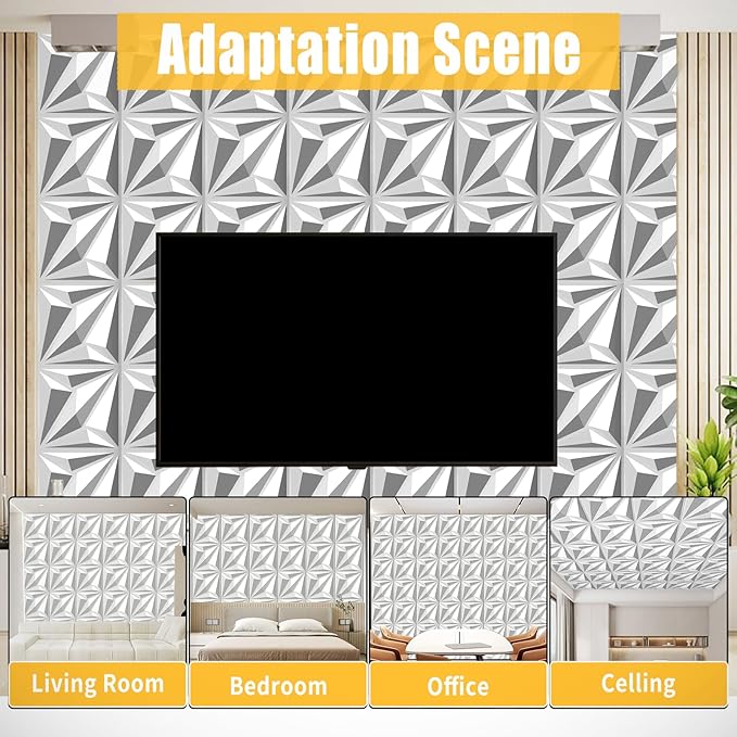 33-Piece 3D Embossed PVC Wall Panel Set – 12x12 Inch Textured Wall Decor – - Image 7