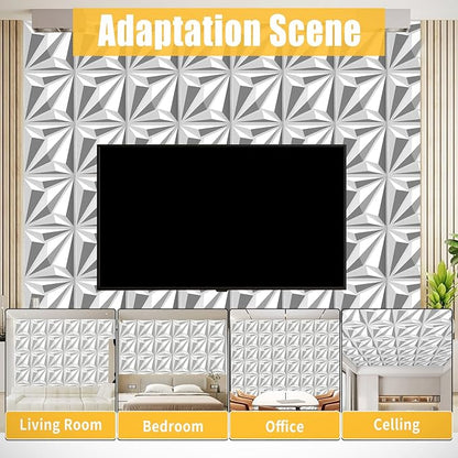 33-Piece 3D Embossed PVC Wall Panel Set – 12x12 Inch Textured Wall Decor – - Image 7
