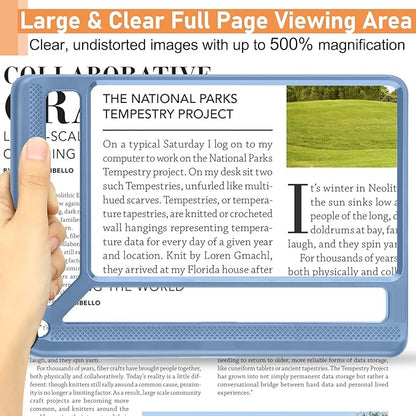5X Full Page Magnifying Glass for Reading, Lightweight Rectangular Magnifier - Image 2