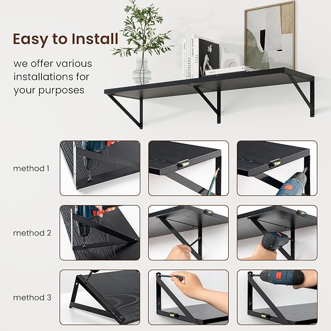 Axeman Deep Floating Shelves | 24 Inch Black Wall Shelves Set of 2 | 10 Inch - Image 6