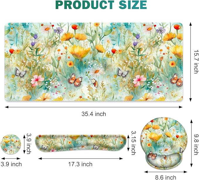 Gaming Mouse Pad, Large Desk Mat, Cute Desk Pad Protector, 4in1 XXL Mousepad + - Image 2