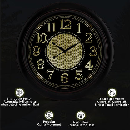 Koosome 18 Inch Lighted Wall Clock Outdoor Clocks - Image 4