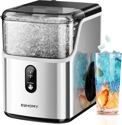 EUHOMY Nugget Ice Maker Countertop, Ready in 7 Mins, 34Lbs/24H Pebble Ice Maker by EUHOMY