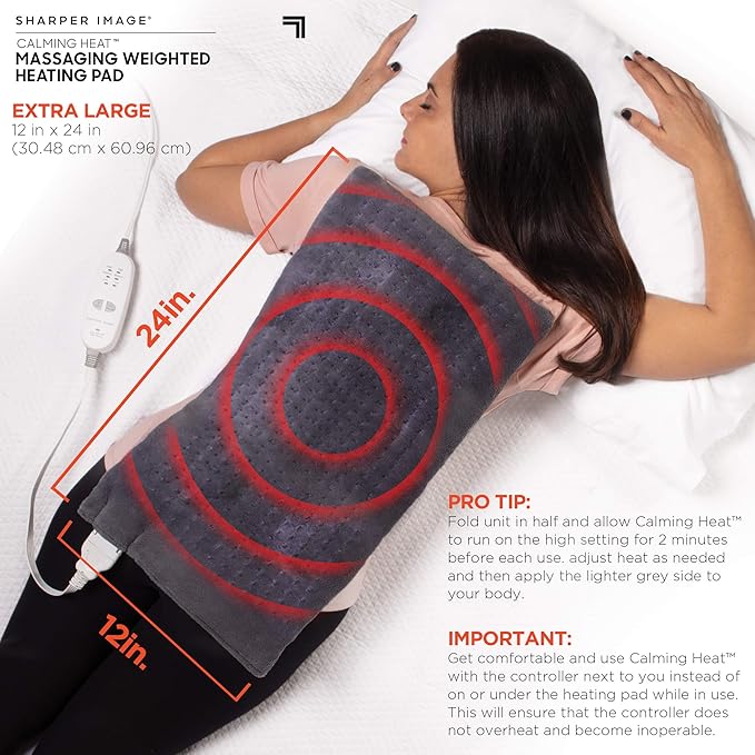 Calming Heat Massaging Vibrations Weighted Heating Pad by Sharper Image | - Image 5
