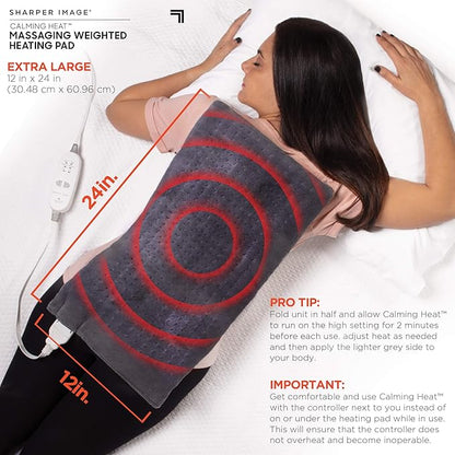 Calming Heat Massaging Vibrations Weighted Heating Pad by Sharper Image | - Image 5