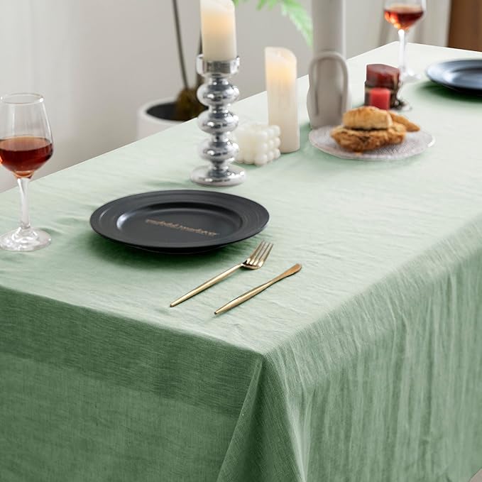 EVERLY 100% Pure Linen Rectangle Tablecloths 60x108Inches for Dining,Buffet P...