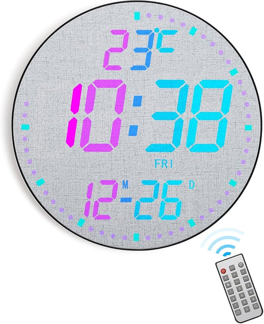 GLOKUUCA 12" Large Digital Wall Mount Clock, Count Down Timer, Big LED by GLOKUUCA