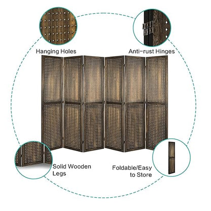 Babion 6 Panel Pegboard Display, Peg Board Room Divider Freestanding Folding - Image 7