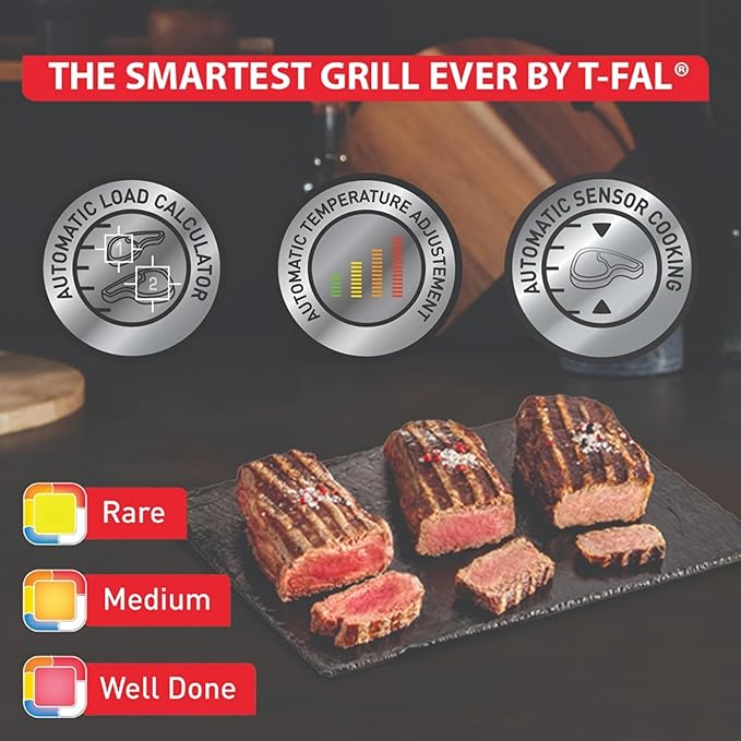 T-Fal OptiGrill Stainless Steel XL Electric Grill, 6 Servings, 9 Intelligent - Image 2