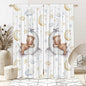 82" Wx 84" L Cartoon Lovely Bear Moon and Stars Window Curtains for Baby Room Bedroom Nursery Home Decor Decorations with Fabric Machine Washable