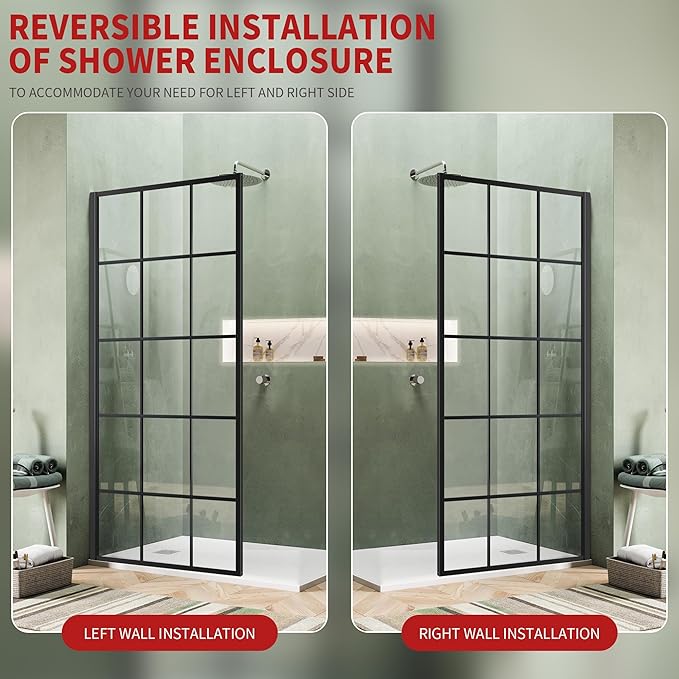 36W*74H Inch, Bathroom Framed Fixed Shower Glass Panel, 5/16" Thick Clear - Image 6