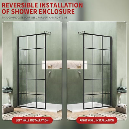 36W*74H Inch, Bathroom Framed Fixed Shower Glass Panel, 5/16" Thick Clear - Image 6