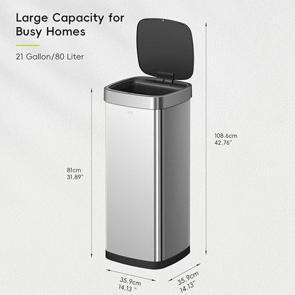 EKO EcoSmart Tall and Large Kitchen Trash Can, 80L/21.1G High Capacity - Image 2