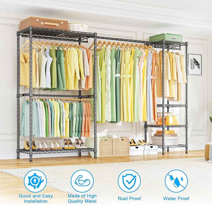 Ulif E10 Clothes Rack（With Stretchable Hanger Rod）Freestanding Clothing Racks - Image 4