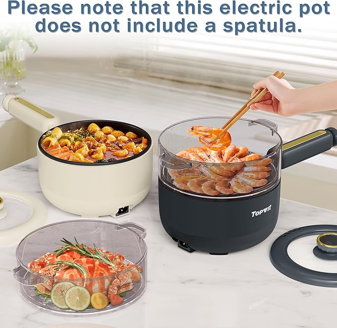 TOPWIT Hot Pot Electric with Steamer, 2L Multifunctional Electric Cooker - Image 7