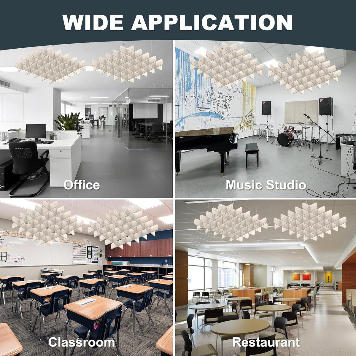 Acoustic Ceiling Panels Sound Absorbing Panels, Square Light Beige