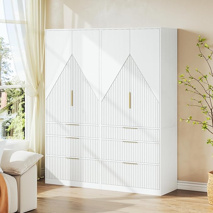 71.7" Wardrobe Armoire Wooden Closet - Image 8