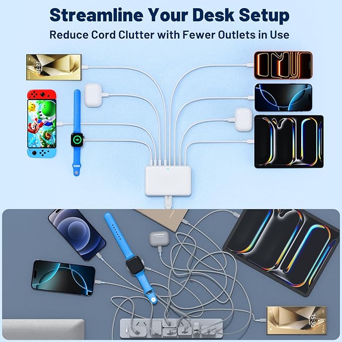 200W USB C Charging Station, 8-Port GaN USB C Charger Block, PD 65W Desktop - Image 5