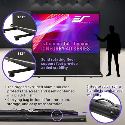 Elite Screens ezCinema Tab-Tension CineGrey 4D, 121-inch 16:9, Manual Floor - Image 8
