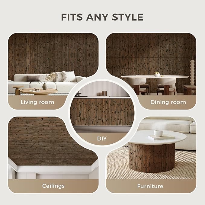 OUZUGIE 2 Pack 96x24 Inch Natural Bamboo Wall Panel – Brown Burned Pole Wrap - Image 4