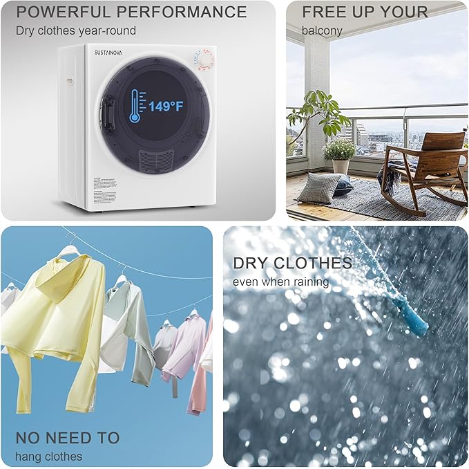 Elevon 800W Portable Clothes Dryer 2.6 cu.ft Electric Drying Machine - Image 6