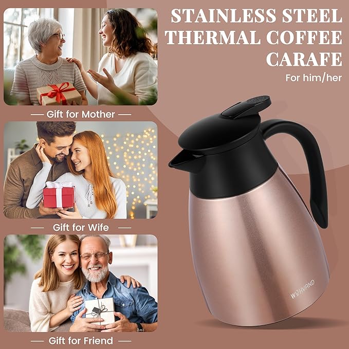 34 Oz Thermal Coffee Carafe, Stainless Steel Insulated Vacuum coffee crafts to - Image 7