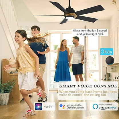 SMAAIR Smart Ceiling Fans with Lights and Remote, 52 Inch Low Profile Ceiling - Image 3