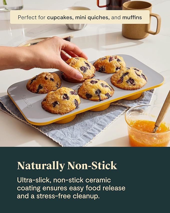 Caraway Nonstick Ceramic 6 Cup Muffin Pan Duo – Non-Toxic, PTFE & PFOA Free – - Image 4