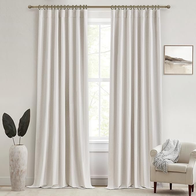 Birch Lush Decor Curtains for 104-106 Inch Windows 2 Panel Sets, 104 Inch Tall by QJMYDECO