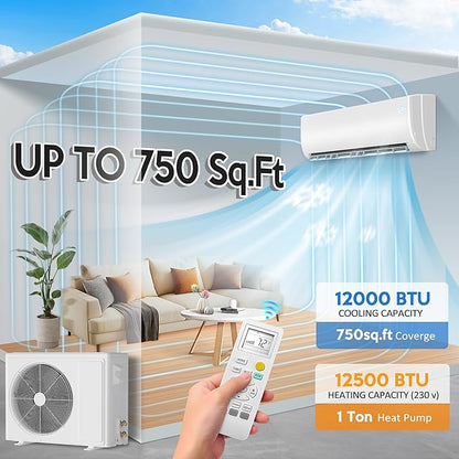 12000 BTU Mini Split Air Conditioner ＆ Heat Pump - 230V Wall Mount Ductless - Image 2