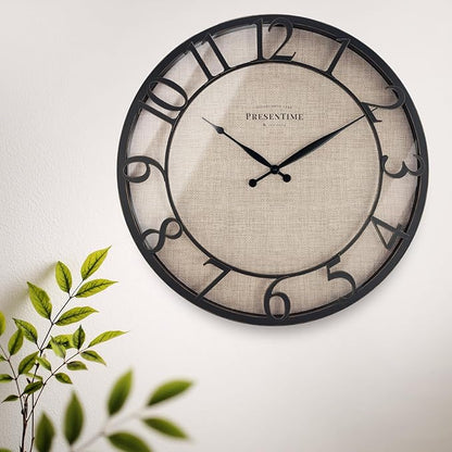 Presentime & Co 21" Farmhouse Series Wall Clock, Cottage Style, Faux Burlap - Image 5
