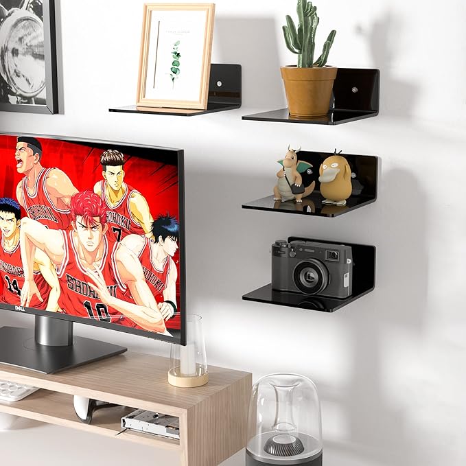 6 Inches Acrylic Small Wall Shelves 2 Pack, Floating Shelf - Image 2