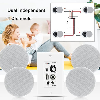 Herdio Bluetooth Wall Amplifier 4 Channels Volume Control Wall Plate - Image 5
