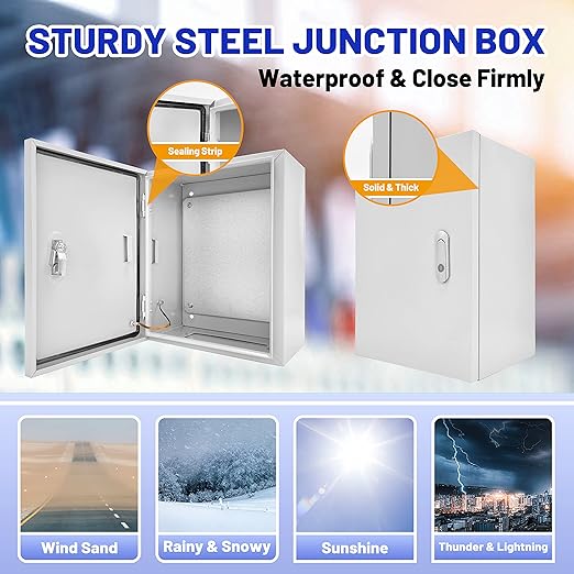 Outdoor Electrical Box 20 x 16x 8''D NEMA 4X Enclosure Steel Box, Waterproof & - Image 3