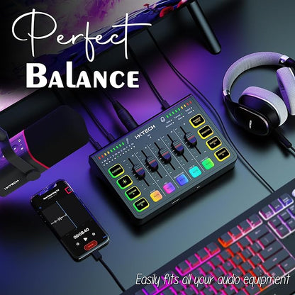 IXTECH Gaming Audio Mixer 4 Channel Soundboard, Streaming RGB PC Audio Interface - Image 3