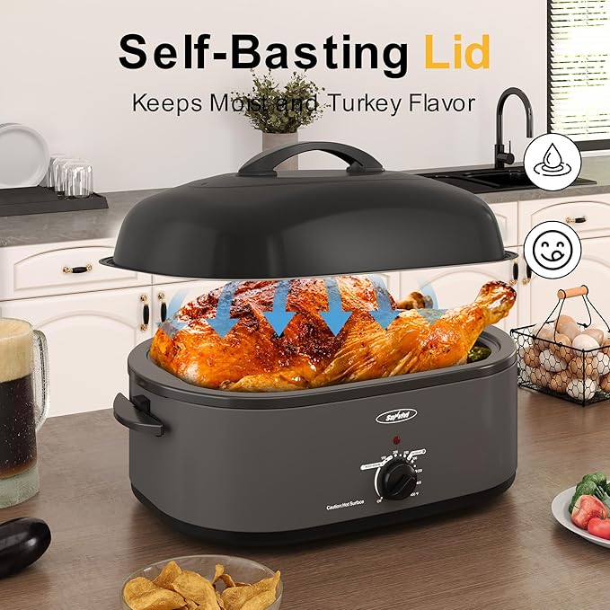 Sunvivi Roaster Oven with Self-Basting Lid, 20 Quart Electric Roaster with - Image 3