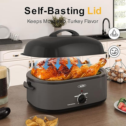 Sunvivi Roaster Oven with Self-Basting Lid, 20 Quart Electric Roaster with - Image 3